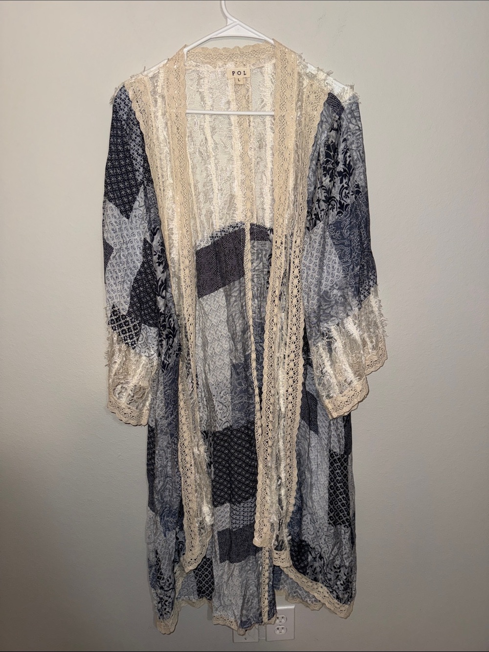 POL moonlight patch lace Kimono Duster - Large